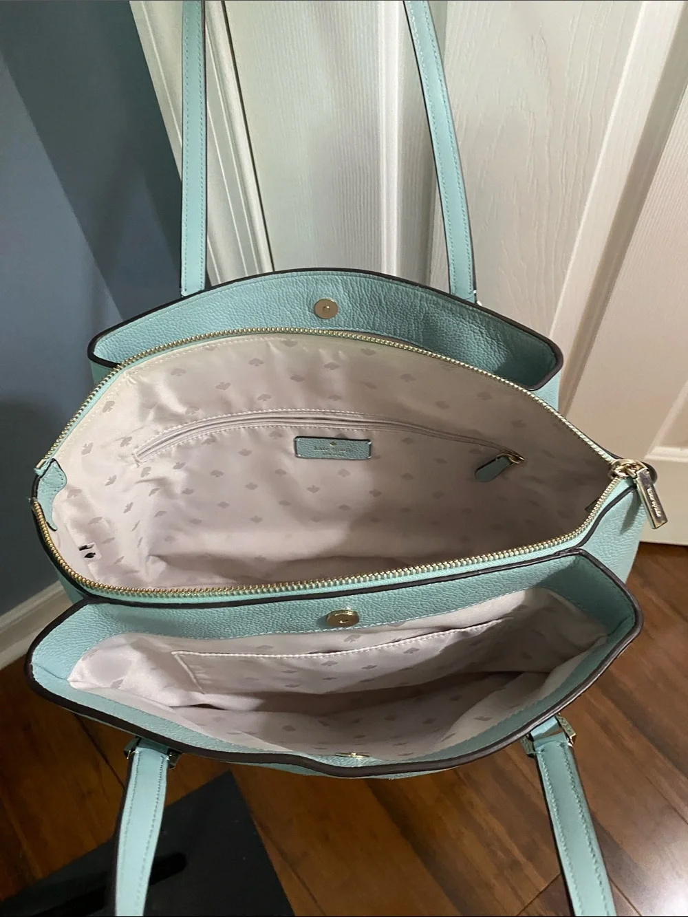 kate spade light mint green pebbled leather tote